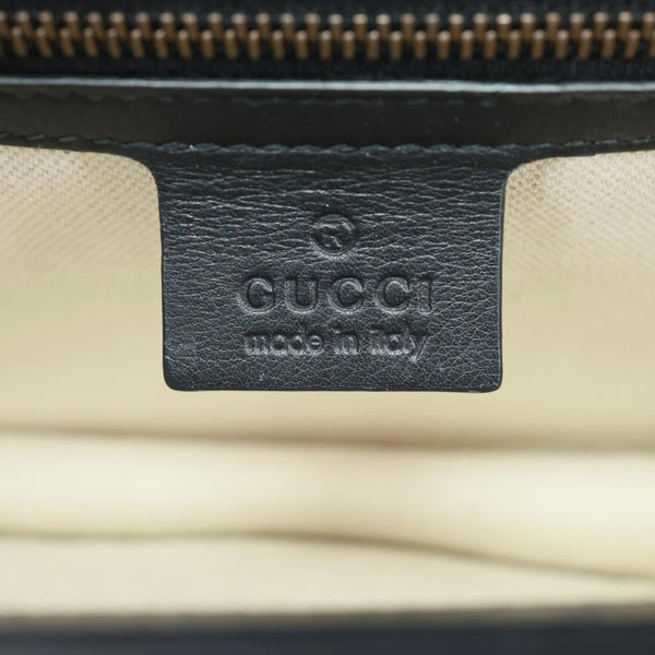 GUCCI Strawberry Embellished Peony Calfskin Leather Shoulder Bag Black 43228