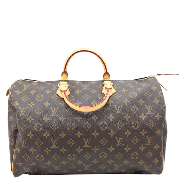 LOUIS VUITTON Speedy 40 Monogram Canvas Satchel Bag Brown