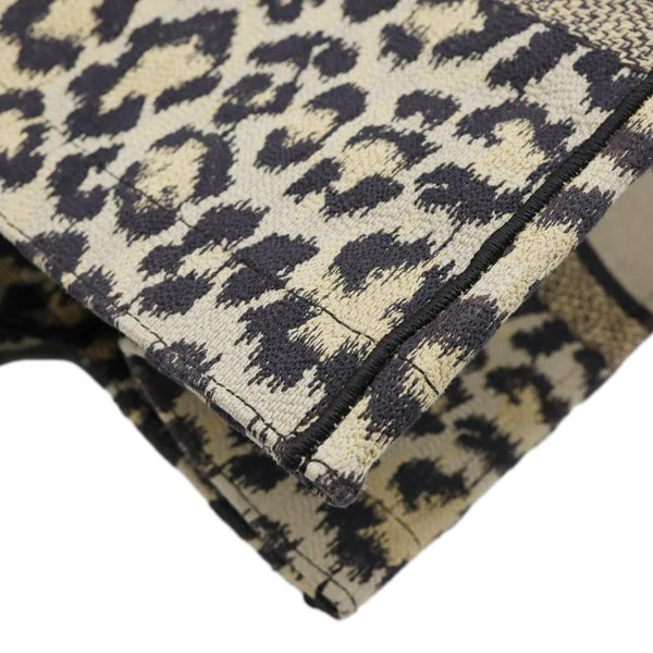 CHRISTIAN DIOR Book Large Leopard Mizza Embroidered Tote Bag Beige