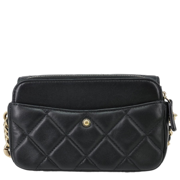 CHANEL Elegant CC Flap Quilted Lambskin Leather Chain Crossbody Bag Black
