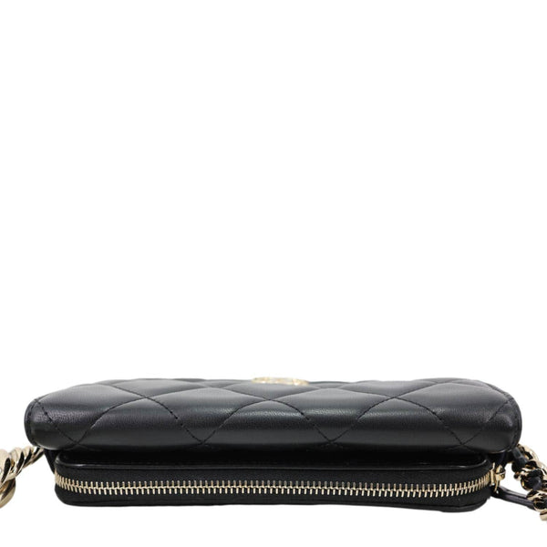 CHANEL Elegant CC Flap Quilted Lambskin Leather Chain Crossbody Bag Black