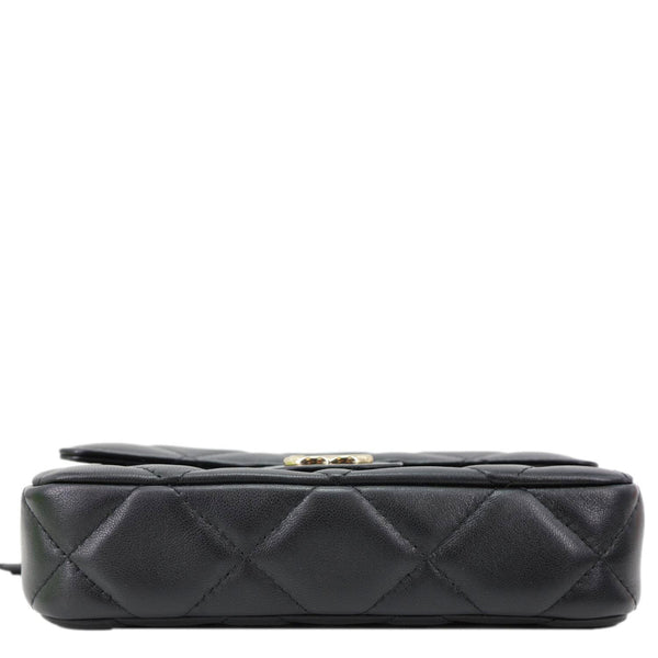 CHANEL Elegant CC Flap Quilted Lambskin Leather Chain Crossbody Bag Black