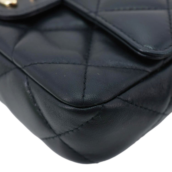 CHANEL Elegant CC Flap Quilted Lambskin Leather Chain Crossbody Bag Black