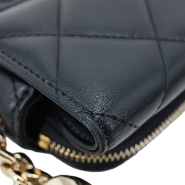 CHANEL Elegant CC Flap Quilted Lambskin Leather Chain Crossbody Bag Black