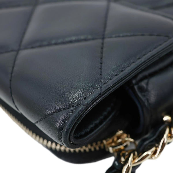 CHANEL Elegant CC Flap Quilted Lambskin Leather Chain Crossbody Bag Black