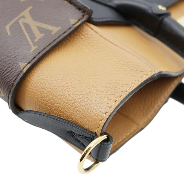 LOUIS VUITTON On My Side MM Leather Monogram Canvas Shoulder Bag Black