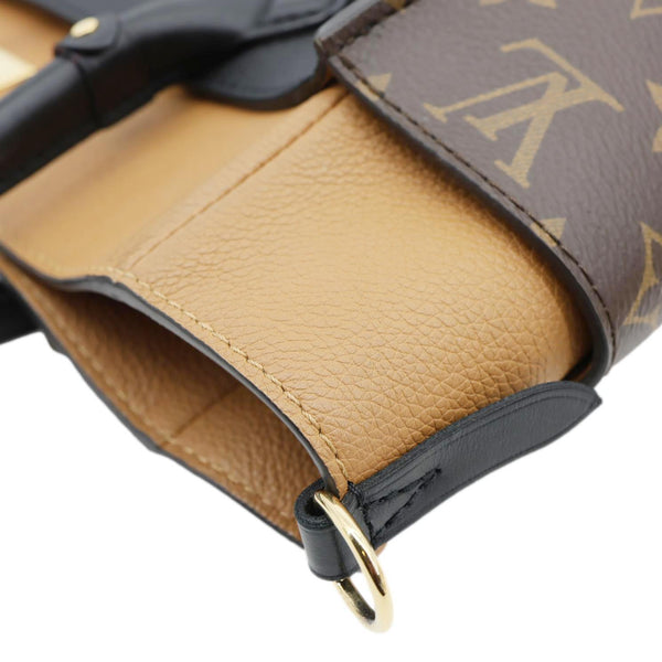 LOUIS VUITTON On My Side MM Leather Monogram Canvas Shoulder Bag Black