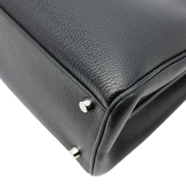 GUCCI Zumi Medium Leather Top Handle Shoulder Bag Black 564714