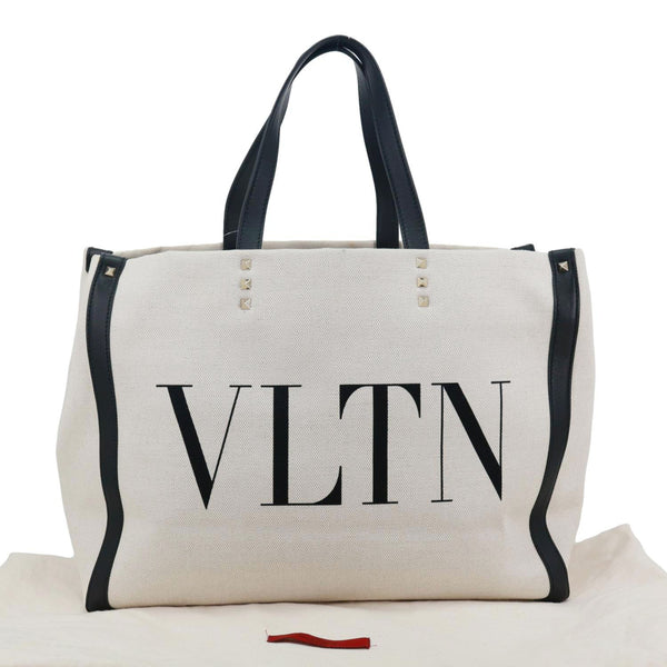 VALENTINO GARAVANI VLNT Small Canvas Tote Bag White