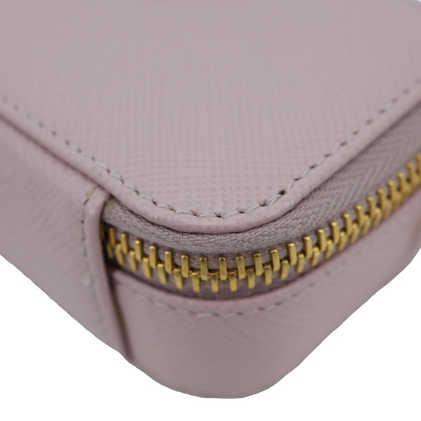 PRADA Mini Saffiano Leather Zip Crossbody Bag Pink