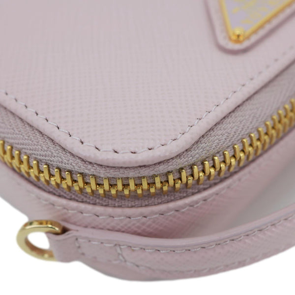 PRADA Mini Saffiano Leather Zip Crossbody Bag Pink