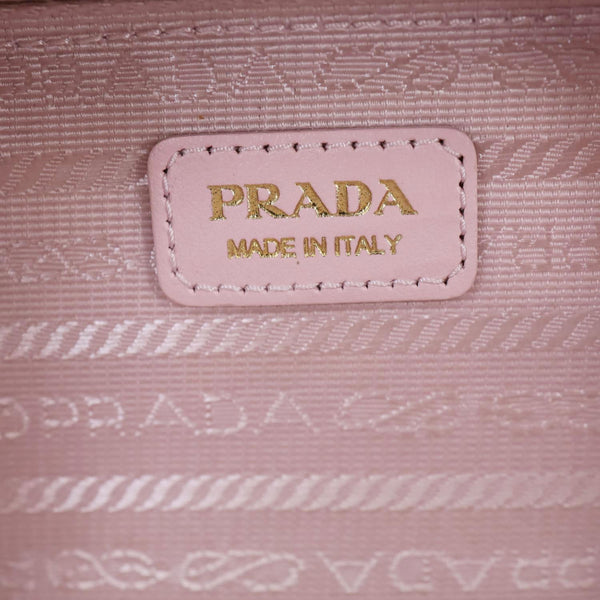PRADA Mini Saffiano Leather Zip Crossbody Bag Pink