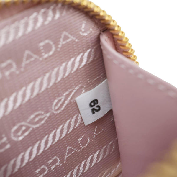 PRADA Mini Saffiano Leather Zip Crossbody Bag Pink