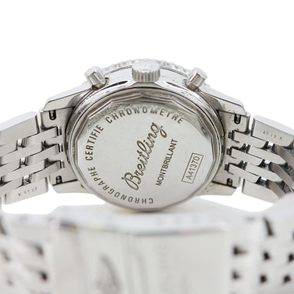 Breitling Montbrillant Chronograph Automatic Stainless Steel Off White Dial Watch A41370