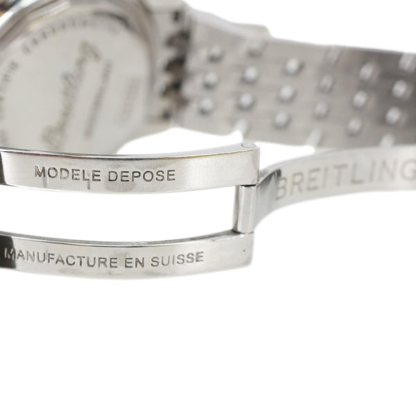 Breitling Montbrillant Chronograph Automatic Stainless Steel Off White Dial Watch A41370