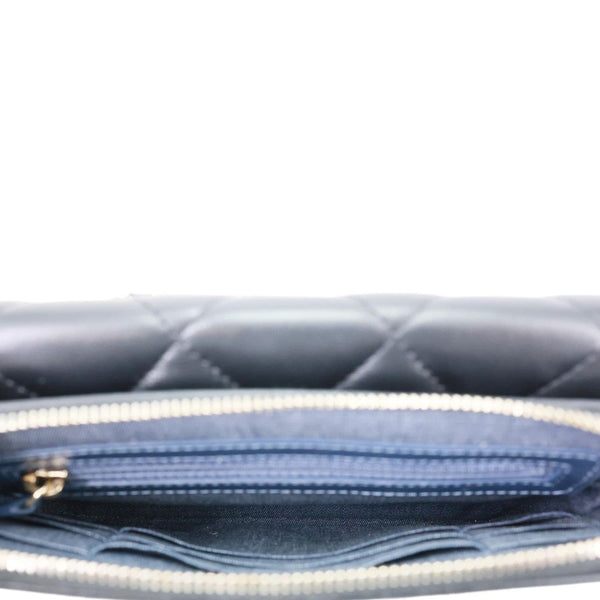 CHANEL Elegant CC Flap Quilted Lambskin Leather Chain Crossbody Bag Black