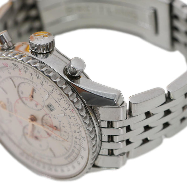 Breitling Montbrillant Chronograph Automatic Stainless Steel Off White Dial Watch A41370