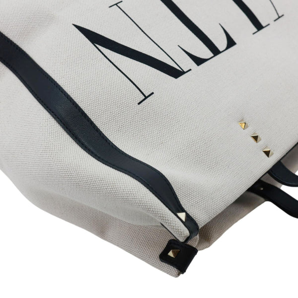 VALENTINO GARAVANI VLNT Small Canvas Tote Bag White