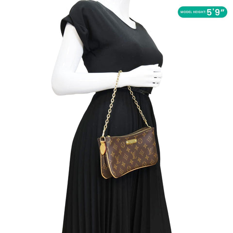 LOUIS VUITTON Liv Pochette Monogram Canvas Shoulder Bag Brown