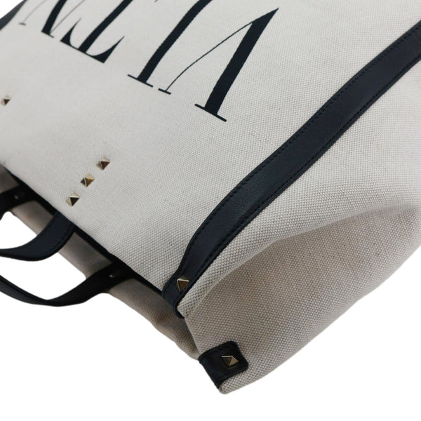 VALENTINO GARAVANI VLNT Small Canvas Tote Bag White