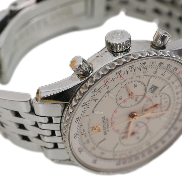 Breitling Montbrillant Chronograph Automatic Stainless Steel Off White Dial Watch A41370