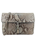 GUCCI Soft Jackie Flap Python Print Leather Crossbody Bag Grey 364433