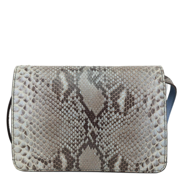 GUCCI Soft Jackie Flap Python Print Leather Crossbody Bag Grey 364433