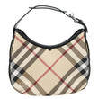 BURBERRY Nova Check Canvas Hobo Bag Black