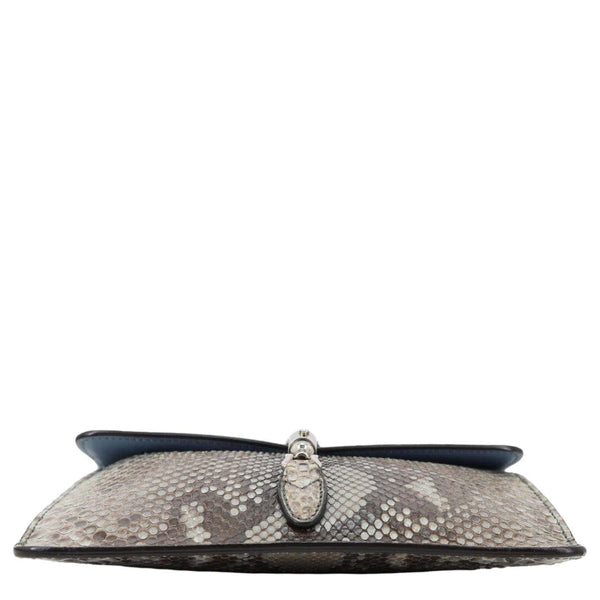 GUCCI Soft Jackie Flap Python Print Leather Crossbody Bag Grey 364433