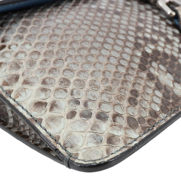 GUCCI Soft Jackie Flap Python Print Leather Crossbody Bag Grey 364433