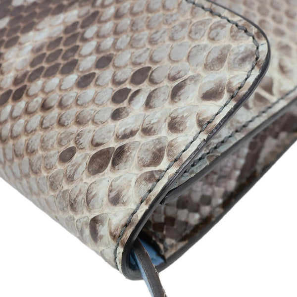 GUCCI Soft Jackie Flap Python Print Leather Crossbody Bag Grey 364433