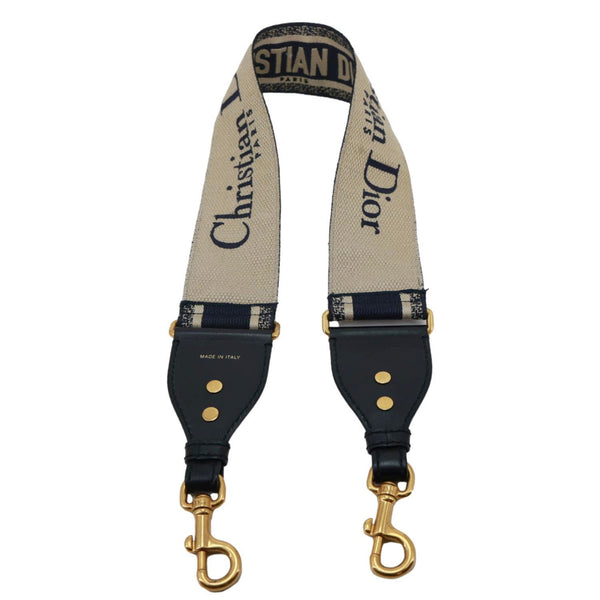 CHRISTIAN DIOR Embroidered Oblique Canvas Shoulder Strap Black