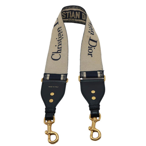 CHRISTIAN DIOR Embroidered Oblique Canvas Shoulder Strap Black