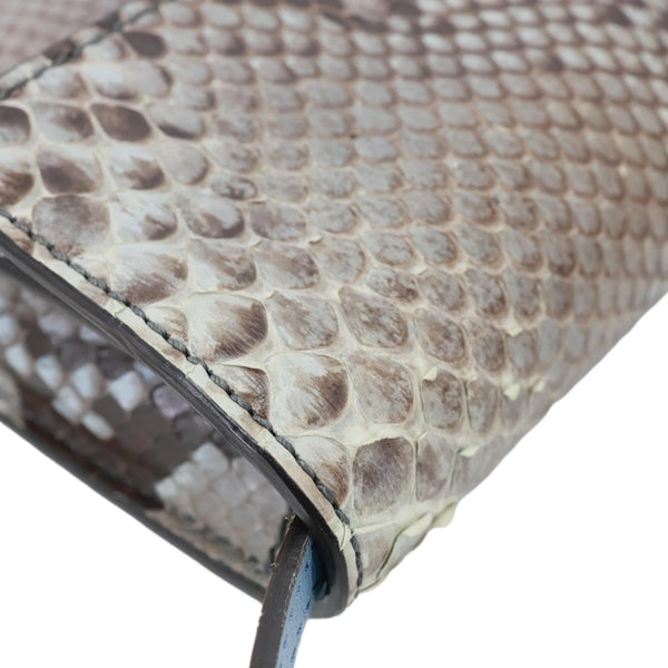 GUCCI Soft Jackie Flap Python Print Leather Crossbody Bag Grey 364433