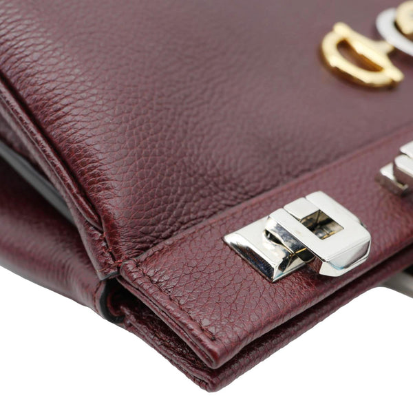 GUCCI Zumi Medium Leather Top Handle Shoulder Bag Burgundy 564714