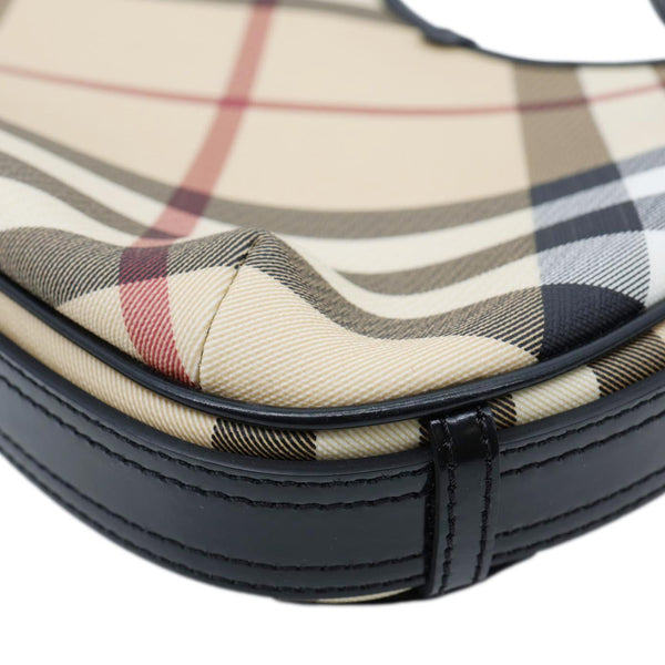 BURBERRY Nova Check Canvas Hobo Bag Black