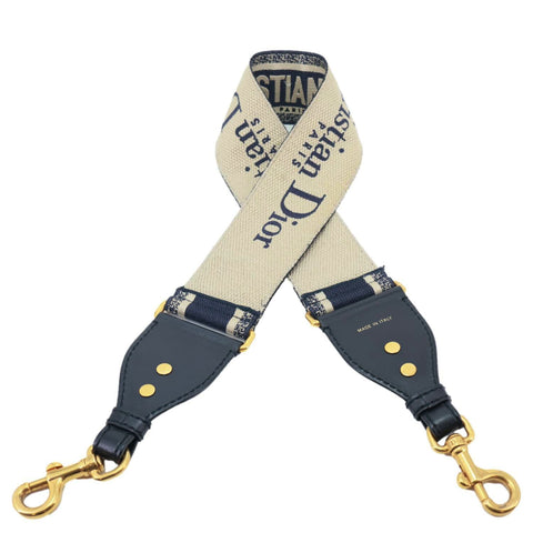 CHRISTIAN DIOR Embroidered Oblique Canvas Shoulder Strap Black