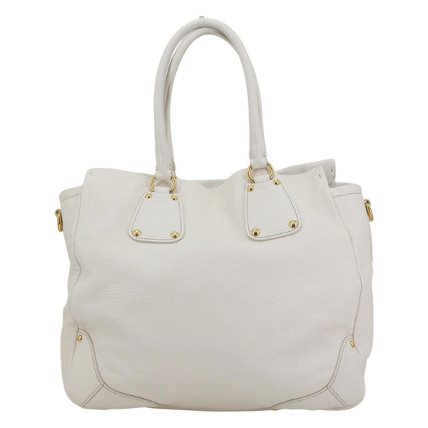 PRADA Vitello Daino Leather Tote Bag White
