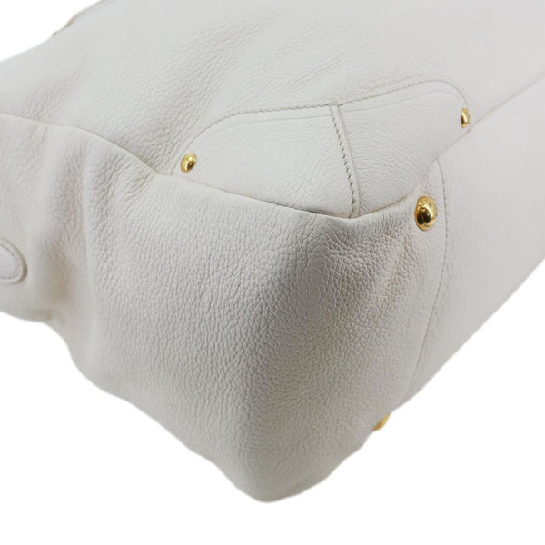 PRADA Vitello Daino Leather Tote Bag White