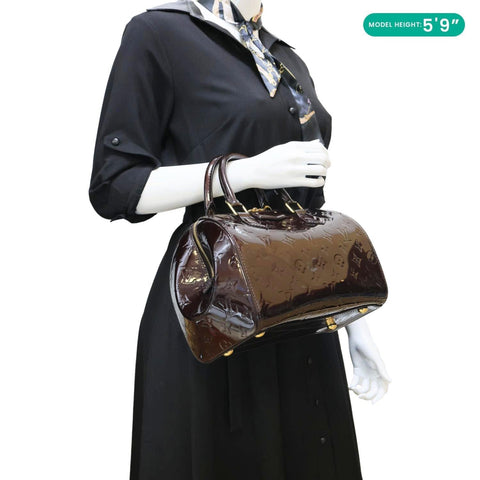 LOUIS VUITTON Montana Monogram Vernis Satchel Bag Amarante