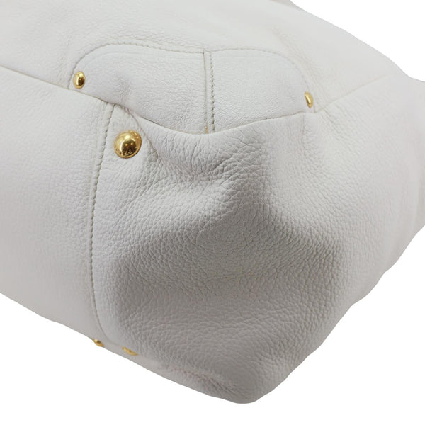PRADA Vitello Daino Leather Tote Bag White