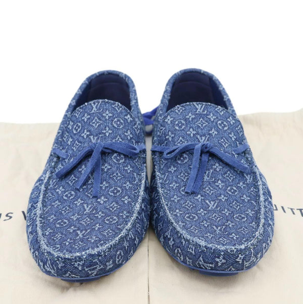 LOUIS VUITTON Driver Moccasin Monogram Denim Loafers Blue