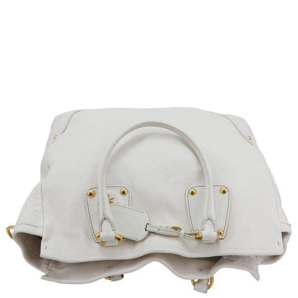 PRADA Vitello Daino Leather Tote Bag White