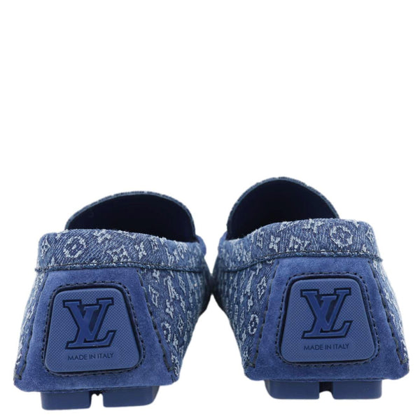 LOUIS VUITTON Driver Moccasin Monogram Denim Loafers Blue