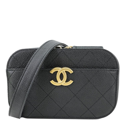 CHANEL Chic Affinity Quilted Caviar Leather Belt Bag Black