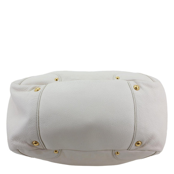 PRADA Vitello Daino Leather Tote Bag White