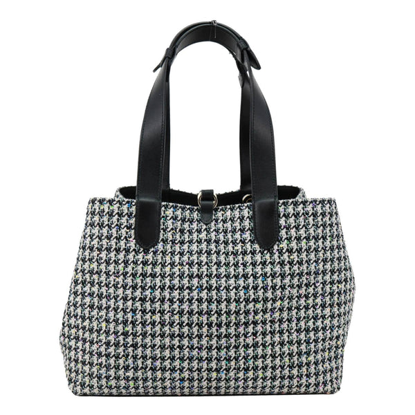 CHRISTIAN DIOR Toujours Houndstooth Embroidery Sequins Tote Bag Black