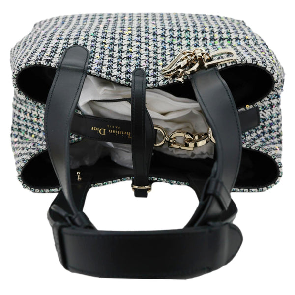CHRISTIAN DIOR Toujours Houndstooth Embroidery Sequins Tote Bag Black