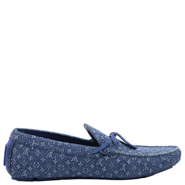 LOUIS VUITTON Driver Moccasin Monogram Denim Loafers Blue