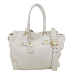 PRADA Vitello Daino Leather Tote Bag White